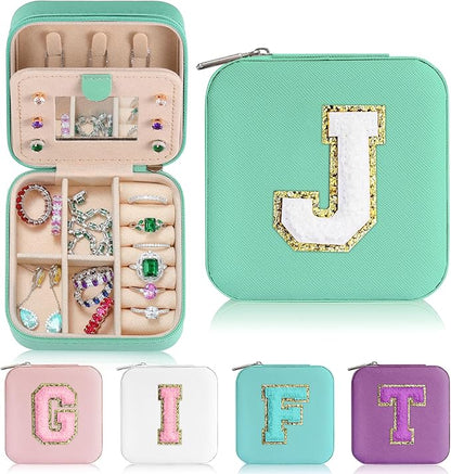 Parima Travel Jewelry Box for Girls Women, Jewelry Organizer Box | Personalized Jewelry Boxes for Women Girls Jewelry Box | Necklace Earrings Ring Box | Travel Jewelry Organizer Box - Letter J, Blue