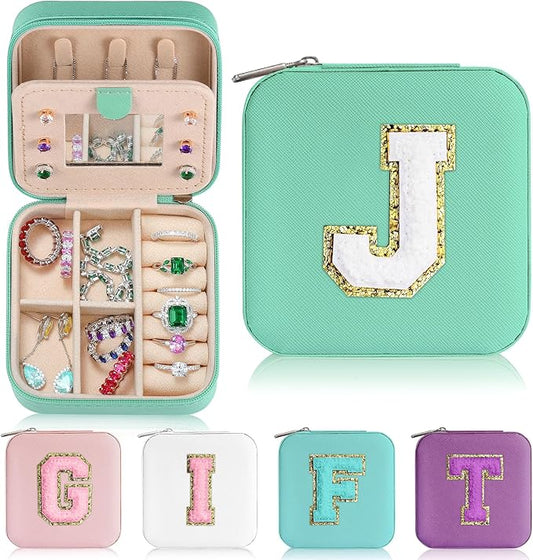 Parima Travel Jewelry Box for Girls Women, Jewelry Organizer Box | Personalized Jewelry Boxes for Women Girls Jewelry Box | Necklace Earrings Ring Box | Travel Jewelry Organizer Box - Letter J, Blue