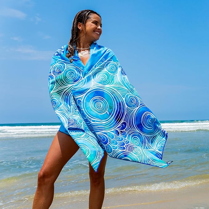 Elite Trend Microfiber Beach Towel for Adults with Bag - Extra Large 78x35 inch Lightweight Sand Free Quick Dry Towel for Travel, Swimming, Yoga, Camping (Sea Turtle)