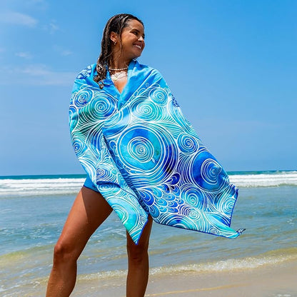 Elite Trend Microfiber Beach Towel for Adults with Bag - Extra Large 78x35 inch Lightweight Sand Free Quick Dry Towel for Travel, Swimming, Yoga, Camping (Sea Turtle)