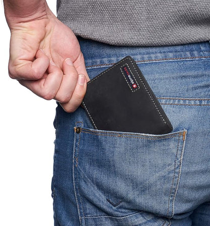 Alpine Swiss Mens Wallet for Men | RFID Protected Leather Mens Wallet | Spencer Bifold with Divided Bill Section | Gift Box | 2 ID Windows | 14 Card & Storage Pockets for Organization