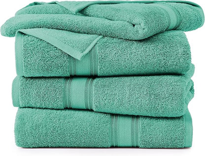 Lane Linen 100% Cotton Bath Towels 4 Pack (28"x54") - Zero Twist, Premium Cotton Large Towels Set for Bathroom - Quick Dry, Soft & Absorbent Large Bath Towel Set - Oeko Tex Certified, Pre Shrunk- Teal