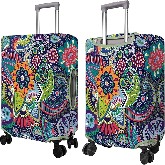 Travel Luggage Cover Suitcase Protector Fits 18-32 Inch Wheel Covers PatternedTravel Related Items Flower Luggage Protector Elastic M