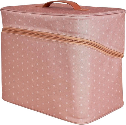 Erin Condren Large Organizer Case, Multi-Purpose Travel Case with Stylish Terracotta Asterisk Design, Removable Dividers and Sturdy Vegan Leather Handle, Carry Toiletries, Makeup, Jewelry and More