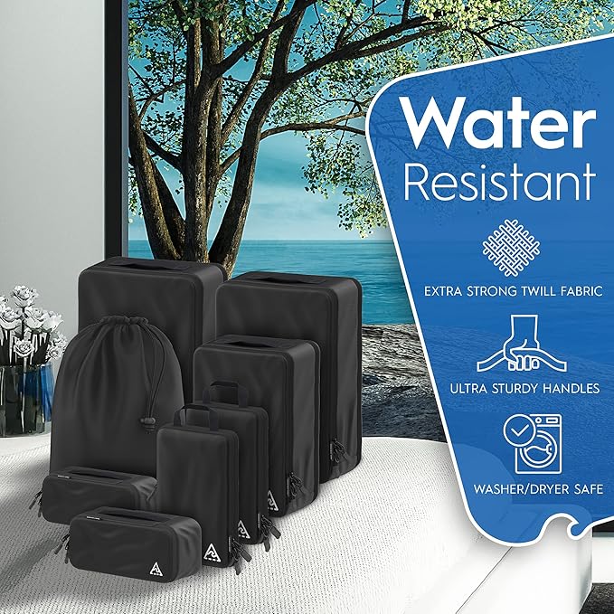 8-Piece Luxury Compression Packing Cubes & Bags for Travel – Maximize Space in Luggage with HybridMax Double-Capacity Design, 50 Luggage Tags, Deluxe Set, Lifetime Satisfaction Suitcase Organizer Bags