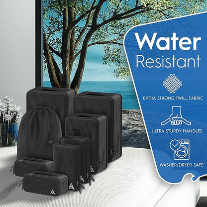 8-Piece Luxury Compression Packing Cubes & Bags for Travel – Maximize Space in Luggage with HybridMax Double-Capacity Design, 50 Luggage Tags, Deluxe Set, Lifetime Satisfaction Suitcase Organizer Bags