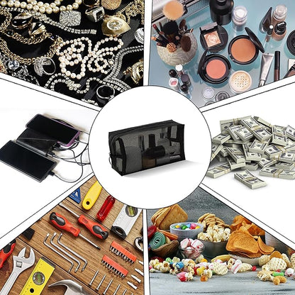 20 Pieces Mesh pouch, Mesh Makeup Bag Portable Makeup Pouch Travel Toiletry Bag for Makeup Organizer Home Office Travel Accessories, Mesh Cosmetic Bag with Zipper