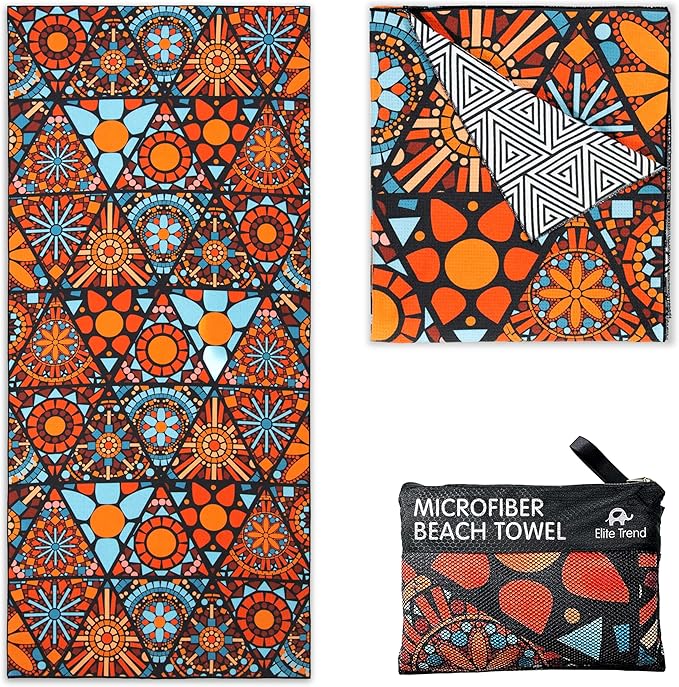 Elite Trend Microfiber Beach Towel Waffle for Adults with Bag - Extra Large 78x35 inch Lightweight Sand Free Quick Dry Towel for Travel, Swimming, Yoga, Camping (Ojoy)