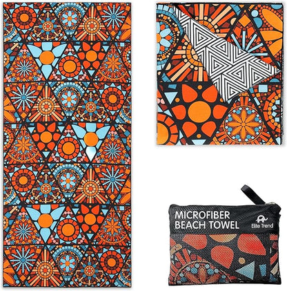 Elite Trend Microfiber Beach Towel Waffle for Adults with Bag - Extra Large 78x35 inch Lightweight Sand Free Quick Dry Towel for Travel, Swimming, Yoga, Camping (Ojoy)