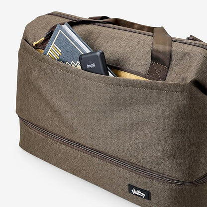 Halfday Double Decker Weekender Bag 40L | Designed for Easy Packing & Storage (Padded Strap, Zippered Bottom Compartment, Interior Mesh Pockets, Trolley Sleeve, Water-Resistant Fabric), Dune