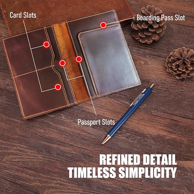 STAR VISTA Albatross Leather Travel Passport Holder, Minimalist Design, Full Grain Leather Case for Men and Women - Slim Passport Wallet, Bifold, RFID Blocking