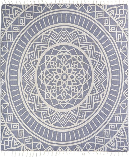 Sand Cloud Extra Large Turkish Beach Towel - Sand Free - 100% Organic Turkish Cotton Yarn - Quick Dry Towel for Beach, Picnic, Blanket or Bath - As Seen on Shark Tank - Cool Glacier (Navy)