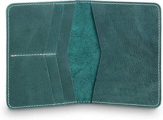 PEGAI Personalized Leather, Passport Holder For Travel | Handmade Passport Wallet Cover Case | Travel Document Holder, Passport Cover for Men, Women, and Family | Pike (Turqoise)