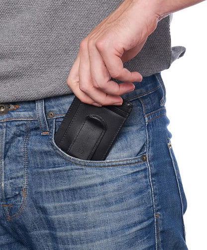 Alpine Swiss RFID Dermot Money Clip Front Pocket Wallet For Men Leather York Collection Smooth Finish Black