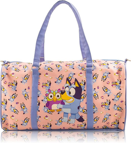 Bluey Mini Duffle Bag for Kids | Bluey and Bingo Small Travel Bag with Shoulder Strap | Lightweight PU Overnight Bag for Girls and Boys | Weekender Tote for Travel | Ages 3+