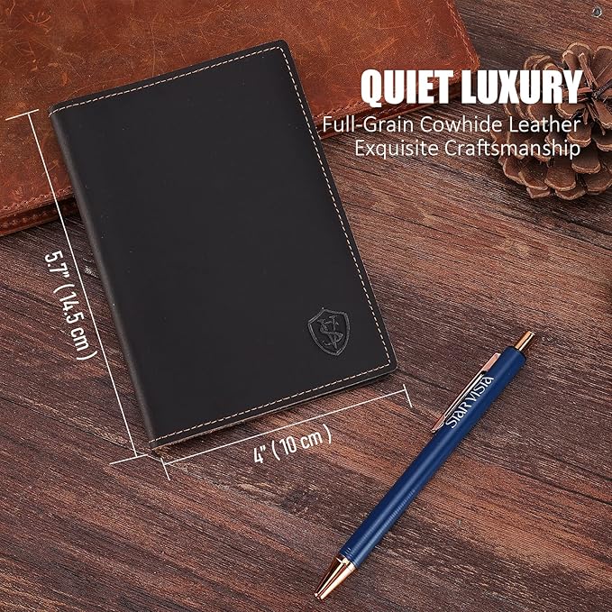 STAR VISTA Albatross Leather Travel Passport Holder, Minimalist Design, Full Grain Leather Case for Women and Men - Slim Passport Wallet, Bifold, RFID Blocking, Dark Chocolate