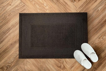 Avalon Towels Brown Bath Mat - 100% Cotton Set of 2 Absorbent Bathmat - Bathroom Mats Quick Dry Bath Mats for Bathrooms (22x34 Inches)