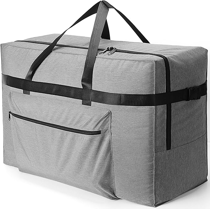 SUNUP Extra Large Duffle Bag for Travel, 120L Foldable Travel Duffel Bag for Men Women, Waterproof Overnight Weekender Moving Storage Bags, Gray