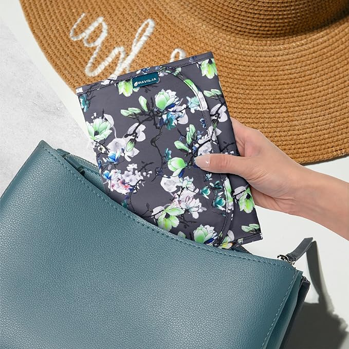 Pavilia Foldable Jewelry Organizer - Travel Roll Bag with Compartments for Earrings, Rings, Necklaces, Bracelets - Packing Accessory