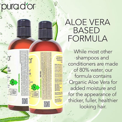 PURA D'OR Anti-Thinning Biotin Shampoo & Conditioner Original Gold Label Set (16oz x2) – CLINICALLY TESTED Formula for Volume, Strength & Thicker-Looking Hair – Helps Reduce Breakage For Women & Men