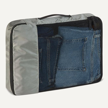 Amazon Essentials 4-Piece Packing Cubes Travel Accessories Set, Luggage Organizer with Double Zipper, Mesh Top, 100% Polyester, Large, Gray (Previously Amazon Basics)