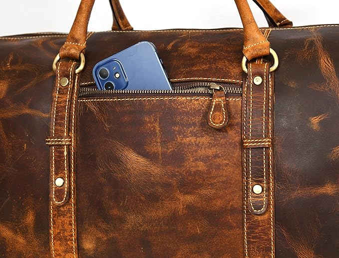 Leather Duffel Bag for Men & Women Travel, Weekend, Overnight, Gym Bag
