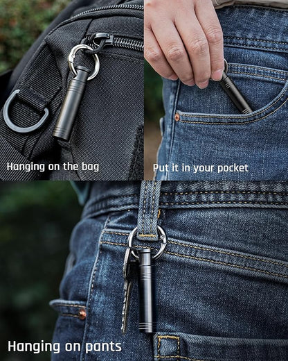 TISUR Small Keychain Pill Holder ，Titanium Metal Travel Pill Case Portable Pill Organizer Container for Purse Waterproof EDC Medicine Bottle C34 (1PC Tiny Pill Case-Black)