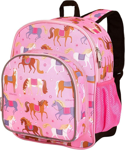 Wildkin 12-inch Kids Backpack – Padded, Adjustable, Ideal for Daycare & Travel - Horses