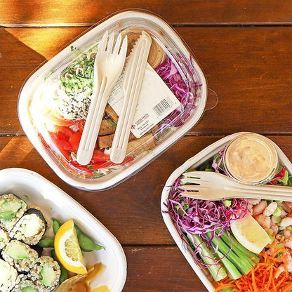 World Centric Compostable NoTree 6" Assorted Paper Cutlery with Napkin - FSC Certified with a Heat-Tolerant Coating - 250 Pack