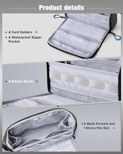 Electronics Organizer Travel Case, Water Resistant Tech Bag Charger Pouch for Cord, Cable, Cards, Phone, Airpods, Black