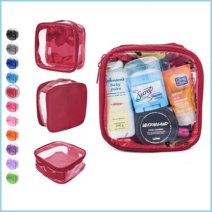 EzPacking Clear TSA Approved 3-1-1 Travel Toiletry Bag for Carry On/Quart Size Transparent Liquids Pouch for Airport Security/Reusable See Through Vinyl & PVC Plastic Organizer Men Women (Burgundy)