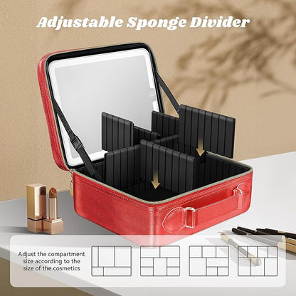 JUSRON Travel Makeup Bag (Red, Medium)