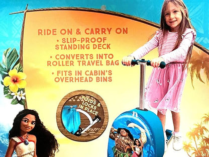 Fast Forward Kid’s Licensed 18" Ride-On Suitcase Scooter - Lightweight Carry-On Foldable Scooter Luggage