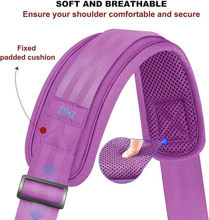 ZINZ 74" Shoulder Strap with Fixed Pad and Dual Balanced Buckles，Purple