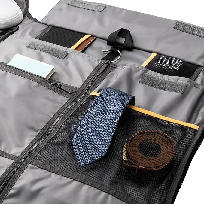 Halfday Convertible 2-in-1 Premium Garment Duffel Weekender Bag 45L | Wrinkle-Free Travel, Hanging Suit Compartment, Shoe Pockets, Trolley Sleeve. Balistic Nylon Carry-On, Ash