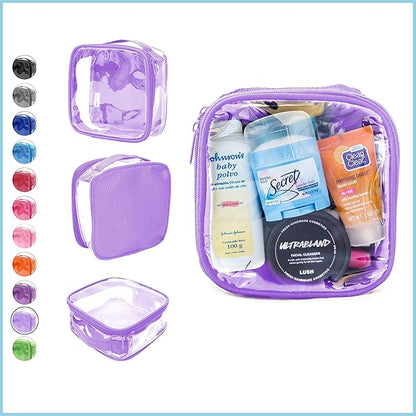 EzPacking Clear TSA Approved 3-1-1 Travel Toiletry Bag for Carry On/Quart Size Transparent Liquids Pouch for Airport Security/Reusable See Through Vinyl & PVC Plastic Organizer Men Women (Lilac)