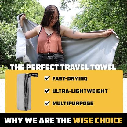 Wise Owl Outfitters Microfiber Camping Towel - Quick Dry Towel for Travel, Backpacking, Hiking, Beach, Gym & Yoga - Compact, Fast Drying & Lightweight