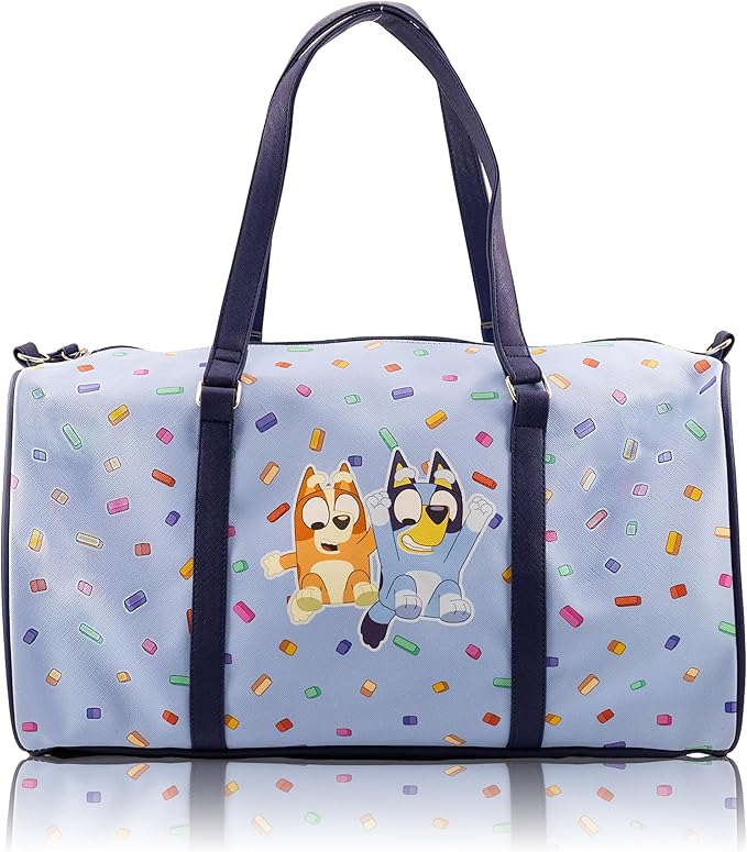 Bluey Mini Duffle Bag for Kids | Pink Unipony and Bluey Travel Bag | Small Overnight Tote for Girls | Bluey Weekender Duffle with Shoulder Strap | Ages 3+