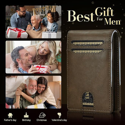 furid Card Wallet For Men Slim: Smart Rfid Minimalist Front Pocket Pop Up Wallet with ID Window - Stocking Stuffers Gifts Boxed for Husband Father at Birthday Anniversary