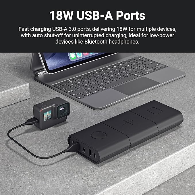Omnicharge Omni 30C+ 25,400mAh/94Wh Professional Premium Portable Power Bank with 100W USB-C/DC/USB-A, Portable Charger with 3X Flexible Wireless Charging Plates for iPhone/airpods/iwatch