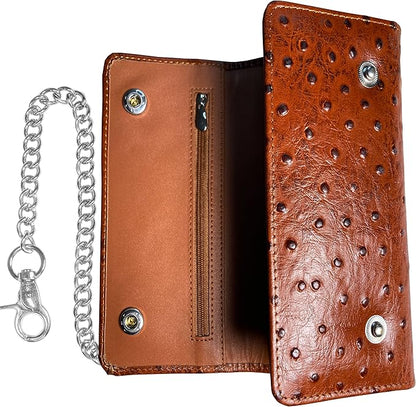 IBRO VINTAGE Motorcycle Chain Wallet for Men – Premium Cowhide Leather, RFID Tri-Fold Biker Wallet with Heavy Duty Chain for Bikers Truckers & Hunters, Credit Card Money Organizer Long Wallet