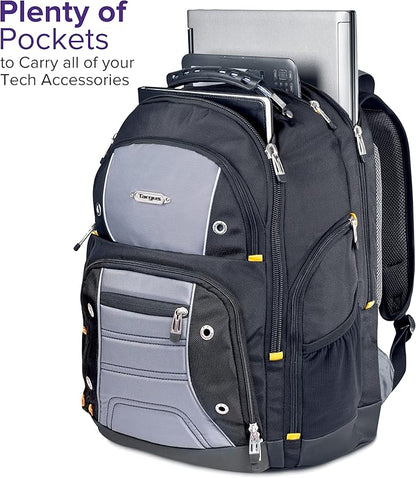 Targus Drifter II Laptop Backpack, Black/Gray – Backpack for Men for Business and Travel, Durable Water-Resistant Material, Fits up to 17" Laptops (TSB239US)