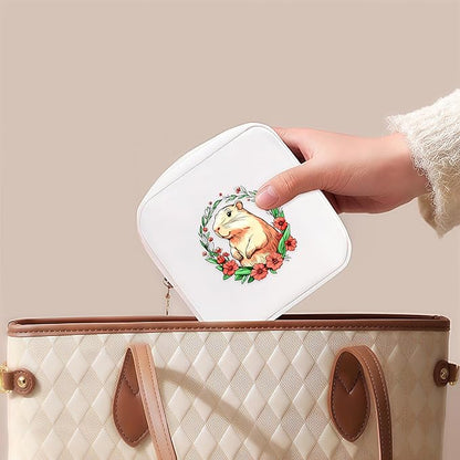 Capybara Mini Makeup Bag, Capybara Gift For Women Girls, Cute Portable Zipper Pouch Cosmetic Bag For Teen Girls Kids, Small Storage Bag For Sanitary Pad, Period napkin bag!