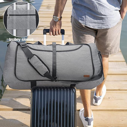 100L Duffle Bag for Travel, Large Foldable Waterproof Travel Duffel Bags Weekender Overnight Bag for Men and Women with Shoe Compartment