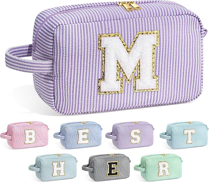 YOOLIFE Gifts for Teens Girls - Teen Girl Gifts, Gifts for Teen Girl, 10 11 12 13 Year Old Girl Gifts, Teenage Girl Gifts, Personalized Birthday Gifts for Girl, Monogram Initial Makeup Bag for Teens M