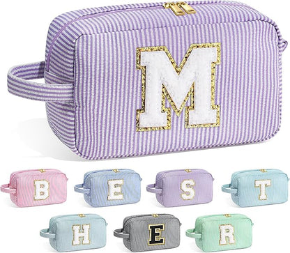 YOOLIFE Gifts for Teens Girls - Teen Girl Gifts, Gifts for Teen Girl, 10 11 12 13 Year Old Girl Gifts, Teenage Girl Gifts, Personalized Birthday Gifts for Girl, Monogram Initial Makeup Bag for Teens M