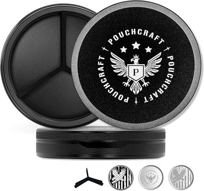 Metal Pouch Can | Metal Container | Slim EDC Pocket Tin | Airtight & Moisture-Resistant | Compact Daily Organizer | Pill Case & Travel Tin | Father’s Day Gift for Dad | (Insignia Ed, Black, Tall)