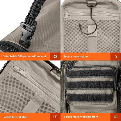 Fitdom Tactical Hanging Toiletry Bag Dopp Kit For Men & Women. Perfect For Travel & Storage for Cosmetic, Clipper, Toothbrush, Shower, Shaving & Grooming Care. Best Overnight Toiletries Organizer Case