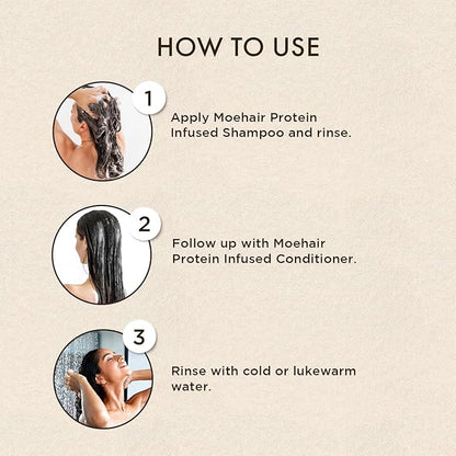 Moehair Travel Sized Toiletries (Protein-Infused Shampoo & Conditioner) | Travel Shampoo and Conditioner Set | Repairs Damaged Hair | Sulfate, Paraben-Free Haircare For All Hair Types (3.4 Fl.Oz)