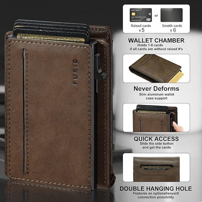 furid Card Wallet For Men Slim: Smart Rfid Minimalist Front Pocket Pop Up Wallet with ID Window - Stocking Stuffers Gifts Boxed for Husband Father at Birthday Anniversary